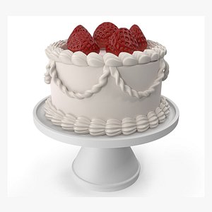 3D model Cake with Strawberries