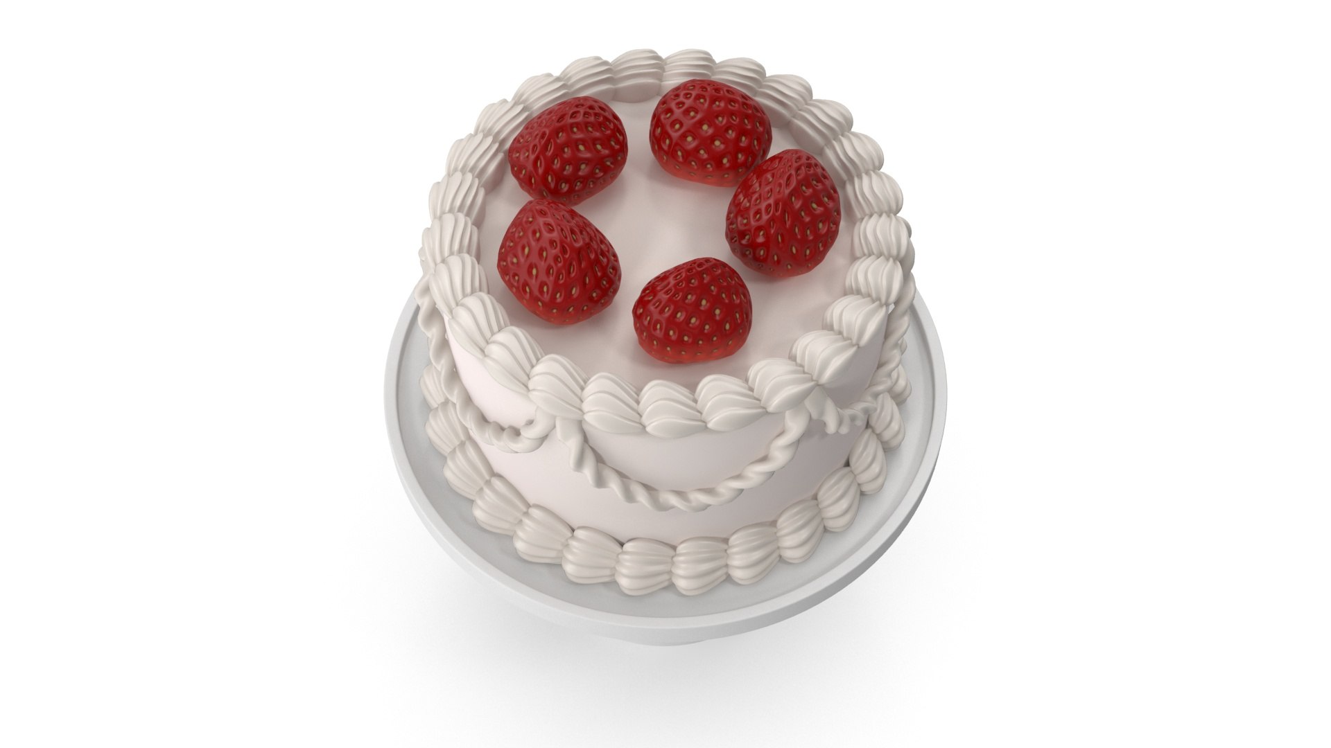 3d Model Cake With Strawberries Turbosquid 1812873 6389