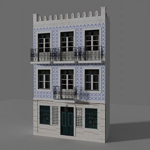 Facade of a Portuguese building 3D model