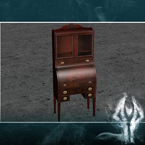 LowPoly antique secretary cupboard