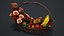 Modelo 3D de cesta con flores y frutas