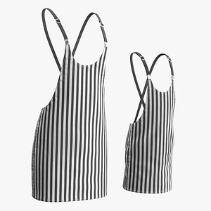 Striped Apron for Adult and Kids Black White