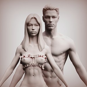 3D Man and woman sculpture model