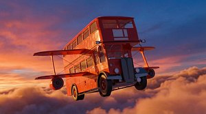 3D model Double Decker Bus With Wings