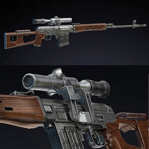 Dragunov Sniper Rifle Low Poly Realistic 3D
