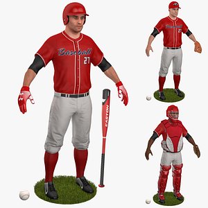 3D Baseball Players SET