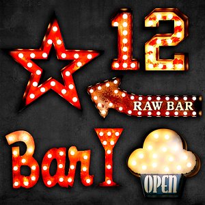 3D model lighted metal sign 8