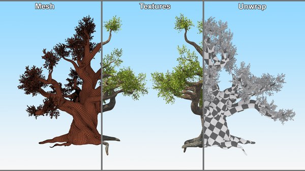 modelo 3d Cachorro de pantera negra en un árbol antiguo y retorcido ...