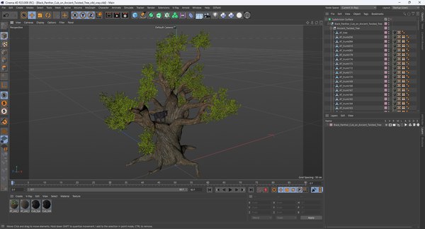 modelo 3d Cachorro de pantera negra en un árbol antiguo y retorcido ...