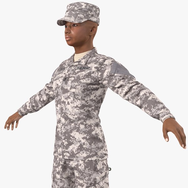 black female soldier acu 3D