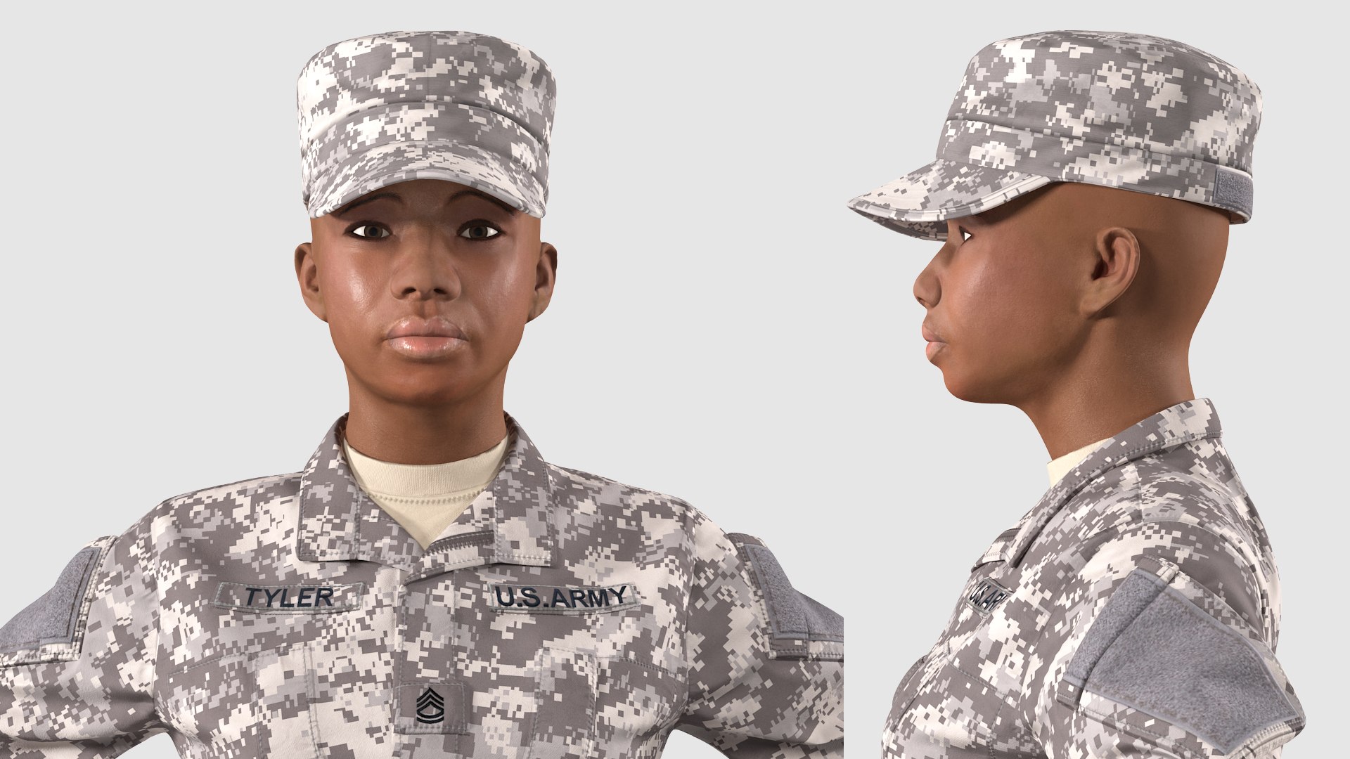 black female soldier acu 3D https://p.turbosquid.com/ts-thumb/N1/GA69l3/Hh/blackfemalesoldieracuneutralposec4dmodel004/jpg/1613541613/1920x1080/fit_q87/a17cb5477f59aabb23029e3a8aa47ae7d21ca85a/blackfemalesoldieracuneutralposec4dmodel004.jpg