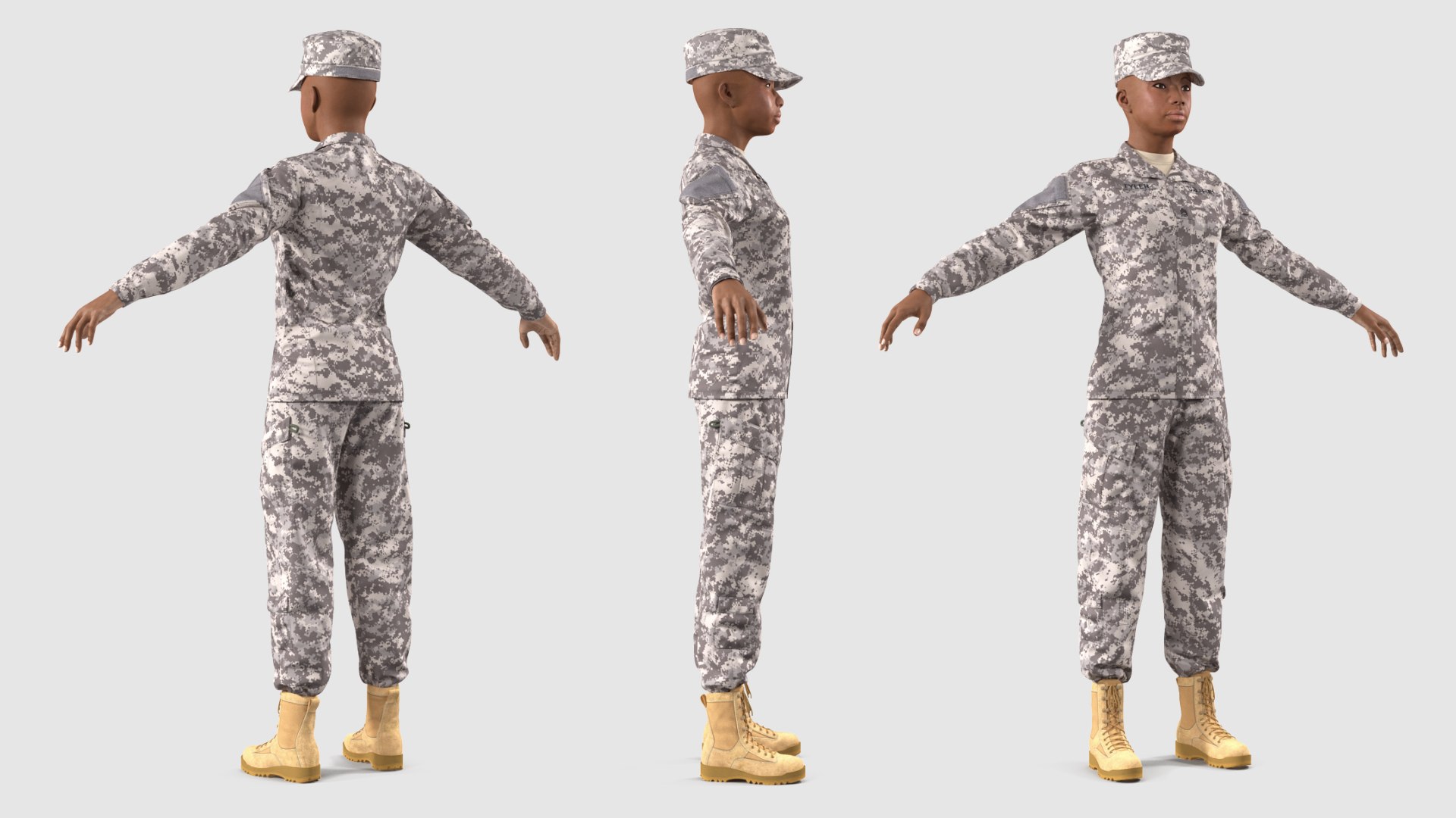 black female soldier acu 3D https://p.turbosquid.com/ts-thumb/N1/GA69l3/Yu/blackfemalesoldieracuneutralposec4dmodel008/jpg/1613541663/1920x1080/fit_q87/02591a3e8115551069c2b2e9e87edfa76a793a65/blackfemalesoldieracuneutralposec4dmodel008.jpg