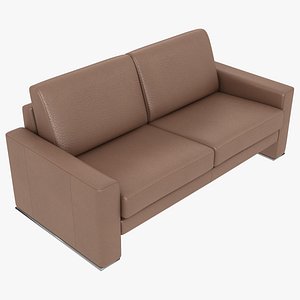 Modular Beige Leather Sofa