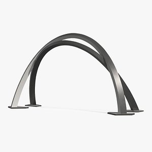 Contemporary Steel Arch Landmark Structure Black White 3D model