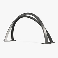 Contemporary Steel Arch Landmark Structure Black White