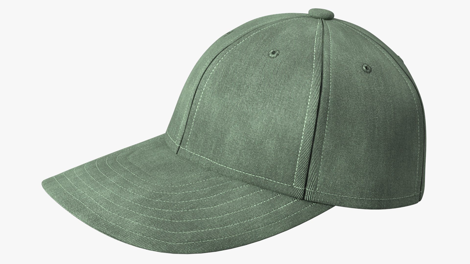 Baseball Cap Denim Green 3D model preview