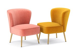 Modern Glam Velvet Armless Chair 3D model