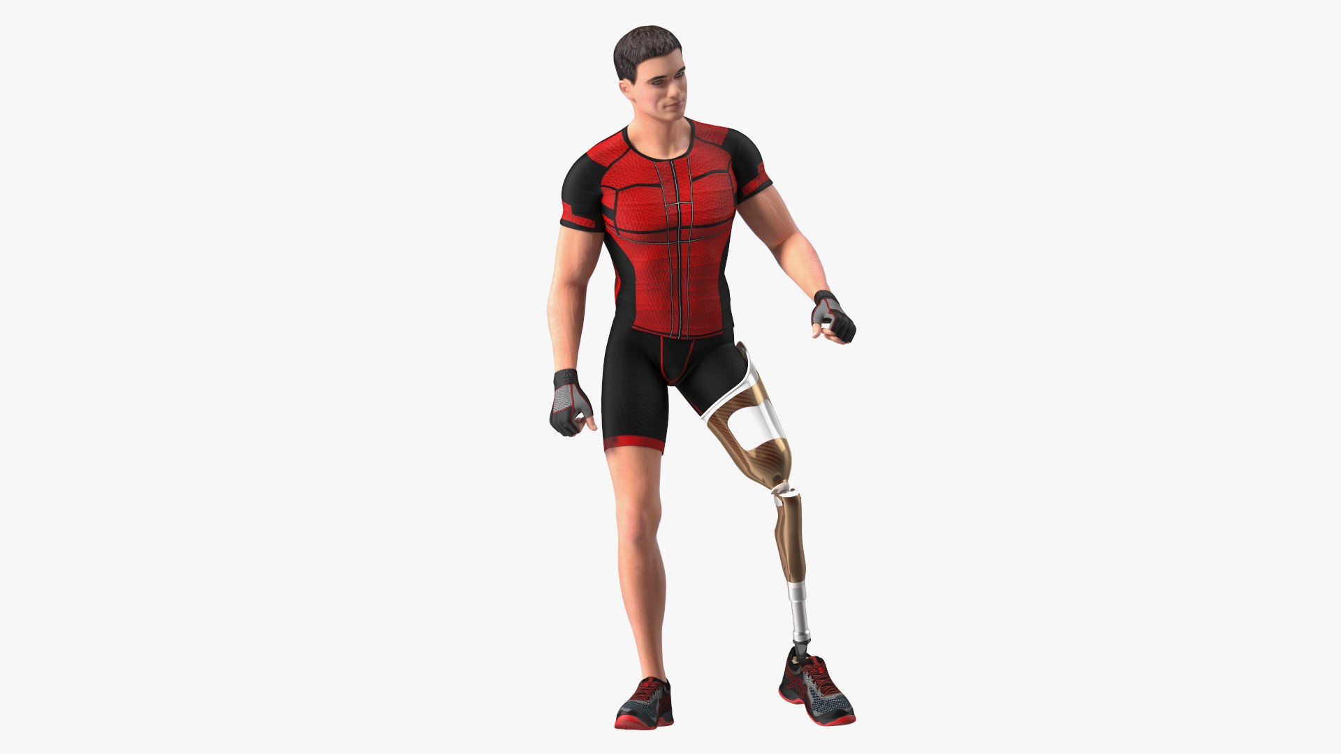 Man with Prosthetic Leg Rigged for Cinema 4D 3D model preview