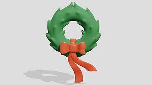 Beautiful Christmas fir wreath with bow 3D