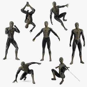 3D Spiderman Black Suit Poses Collection