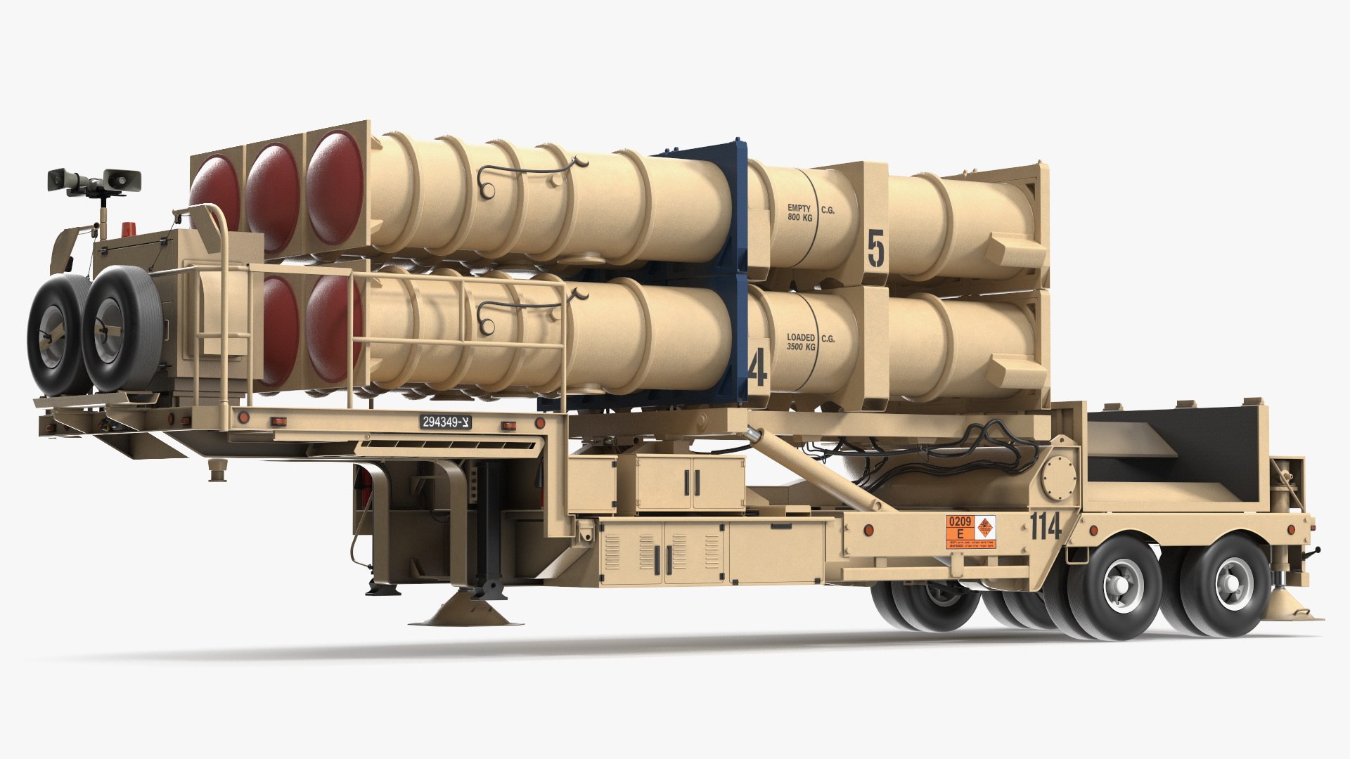 Israels Arrow-3 Missile Defense System Rigged for Maya 3D model preview