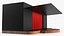 Simple Theater Stage with Red Curtain and Black Backdrop