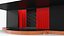 Simple Theater Stage with Red Curtain and Black Backdrop