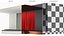 Simple Theater Stage with Red Curtain and Black Backdrop