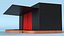 Simple Theater Stage with Red Curtain and Black Backdrop