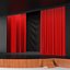 Simple Theater Stage with Red Curtain and Black Backdrop