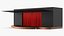 Simple Theater Stage with Red Curtain and Black Backdrop