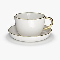 Luxury White Ceramic Teacup and Saucer with Gold Rim