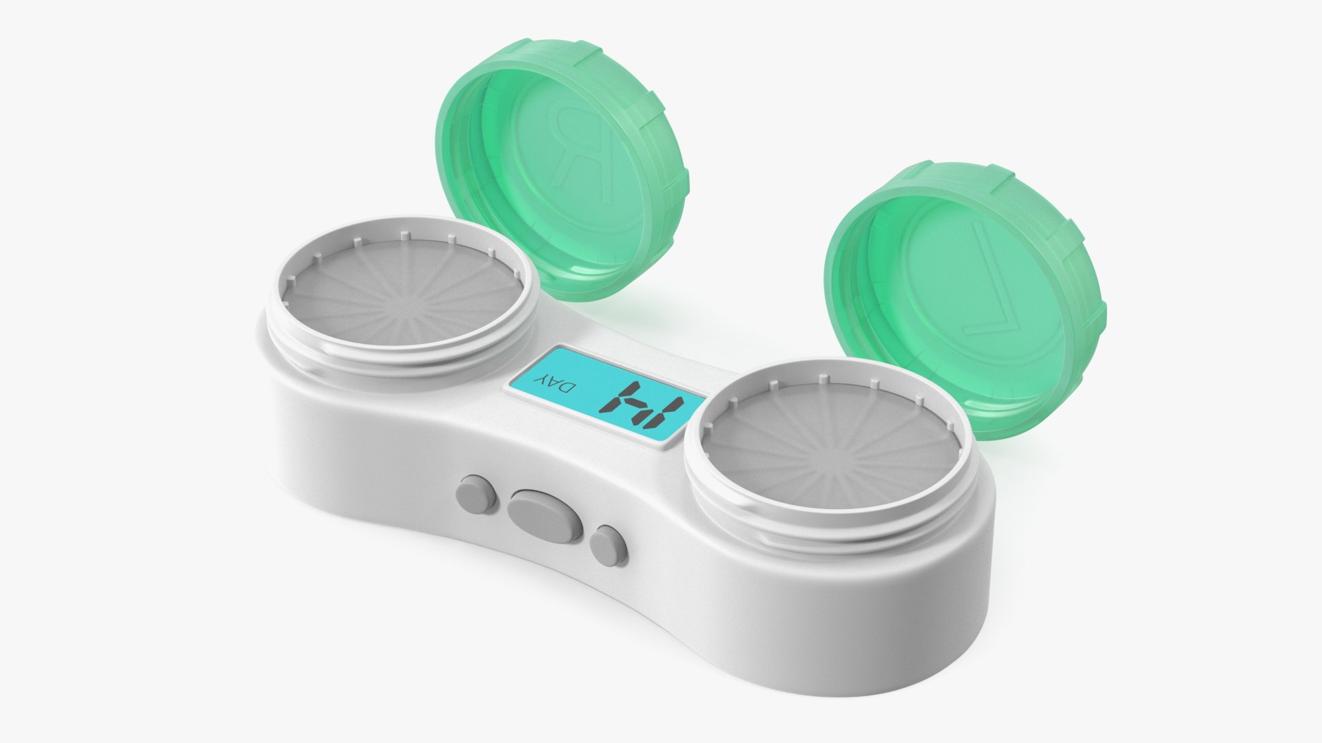 Electronic Contact Lens Case Green Caps 3D model preview