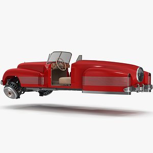 3D Hover Retro Car Red New Rigged for Cinema 4D model