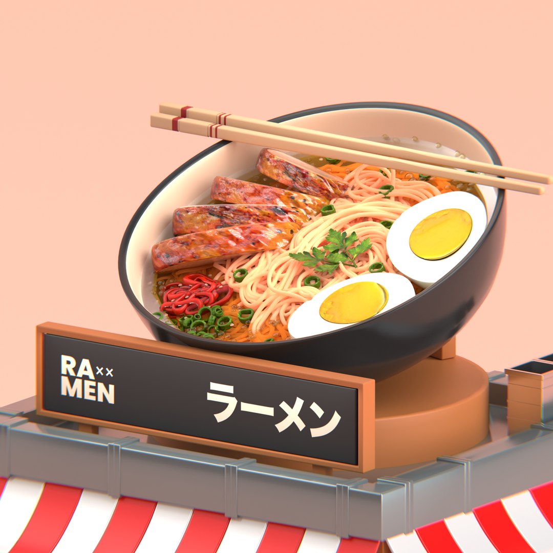 Low Poly Aesthetic Japan Ramen Store 3D Model - TurboSquid 2351773