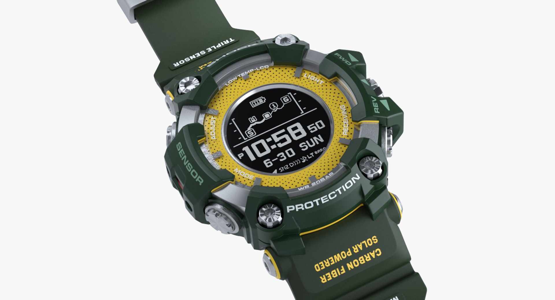 Sports Military Watch Shock Resistant Open Bracelet 3D Model 3D model preview
