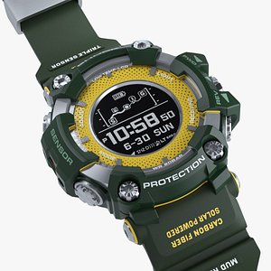 Sports Military Watch Shock Resistant Open Bracelet 3D Model