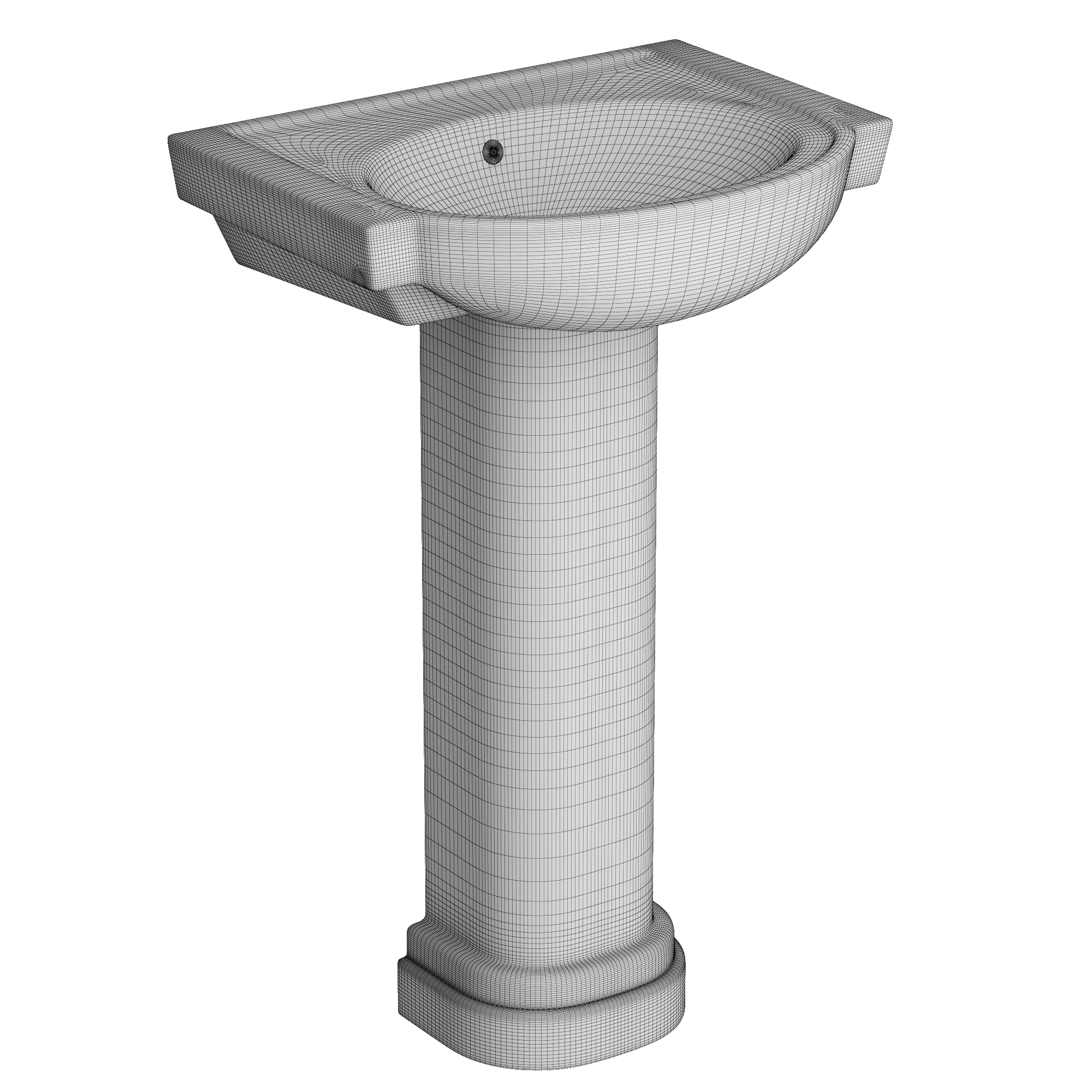 Pedestal half wash basin model TurboSquid 1692954