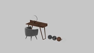 3D Dressing Table with Armchair 3D Model