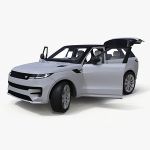 Range Rover Sport SUV Light Grey Rigged for Cinema 4D
