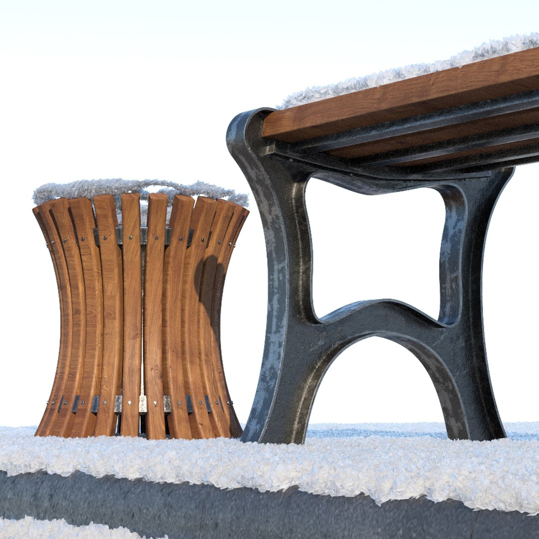 3D Snow Bench Sidewalk Street Model - TurboSquid 1899247