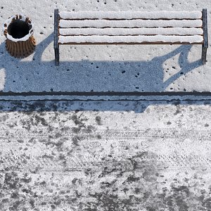Snow Bench Sidewalk street