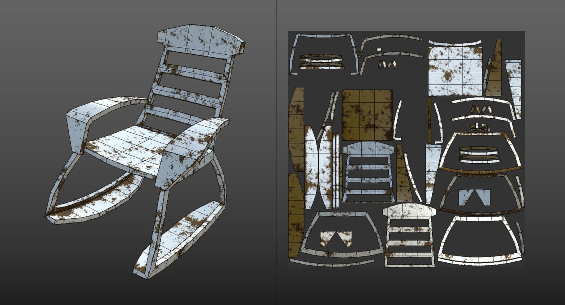 Old Worn Rocking Chair Model - TurboSquid 1389555