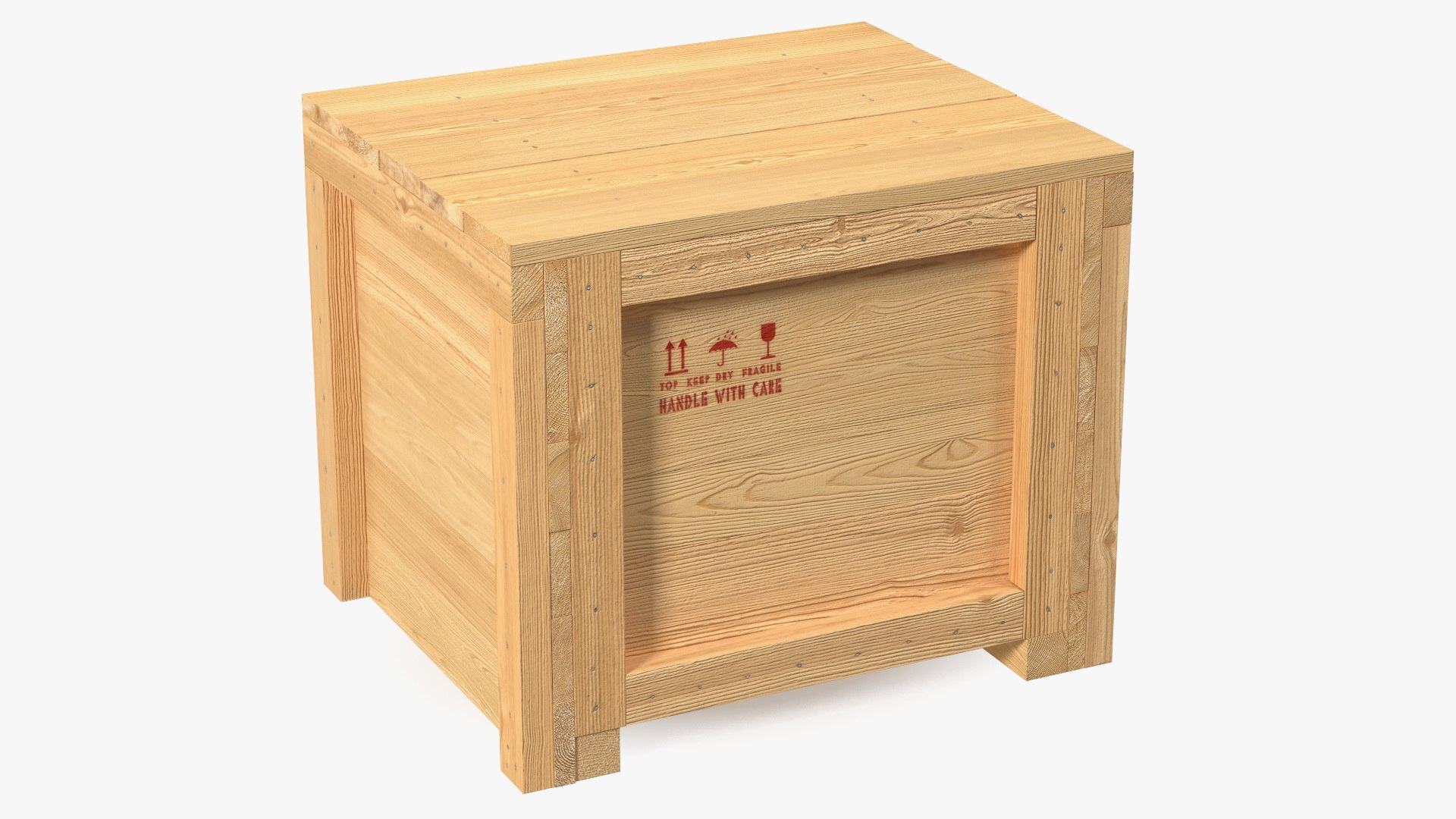 Square Wooden Crate Box For Shipping 3D model preview