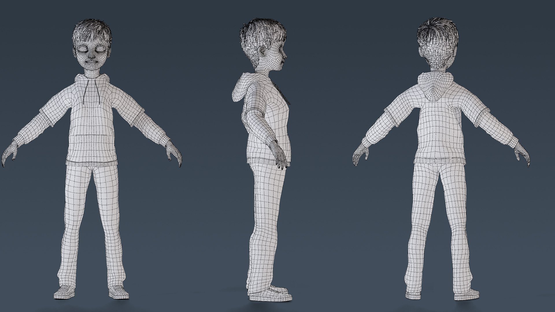 Cartoon Young Boy Rigged model https://p.turbosquid.com/ts-thumb/N3/SoIFhC/RR/turnarounwireframe/jpg/1751698431/1920x1080/fit_q87/862eea8ede31c942b510c9fe7d41abb6dadc53ce/turnarounwireframe.jpg