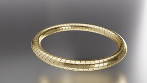 3D Gold Snake Tube Bracelet