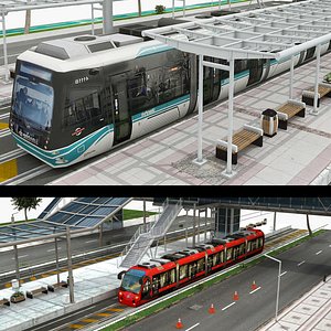 3D model tram station