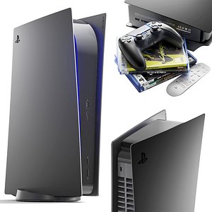 3D PlayStation 5 black