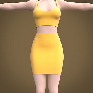 pencil mini skirt and crop singlet top