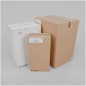 Shipping and Storage Cardboard Box Trio &ndash; Rigged and Customizable 3D model